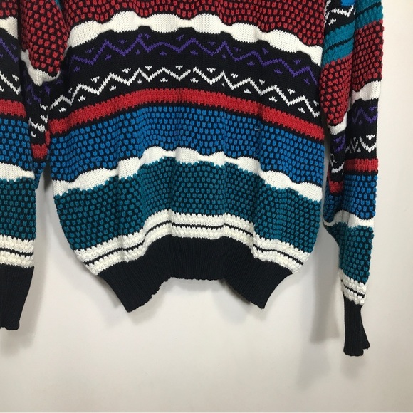 Vintage Lighting Bolt Pullover Colorful Mens Sweater Sz XL Cosby Biggie Style - Picture 3 of 7